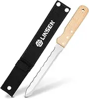 paxlloonge Insulation Knife, 7.8”Stainless Steel Utility Knives Double Side Blade Red Handle with Nylon Sheath for Cutting Mineral Wool and Sod Cutter Garden Knife