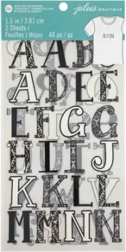 3 Pack Jolee's Iron-On Letters 1.5"-Black & White 50-40717