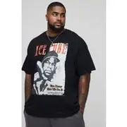 Mens Black Plus Ice Cube License Print Regular Fit T-Shirt