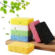Kitchen Sponges- Compressed Cellulose Cleaning Sponges, Non-Scratch Dish Scrubber Sponge for Household,Highly Absorbent and Easy to Dry for Reuse, Dual Sided Scrub Sponge, 7pcs