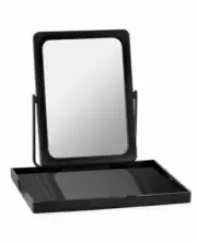 Black Folding Make-Up Travel Mirror with Tray Approx 5” X 7”