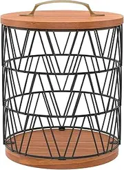 Coffee Capsule Holder Metal Coffee Pods Storage Basket With Wood Lid Base For Bar Counter Organizer Accessories(Black)