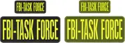 FBI-TASK FORCE EMBROIDERY PATCH 10X4 & 5X2 HOOK ON BACK YELLOW ON BLACK /OD GREE