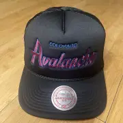 Mitchell & Ness Colorado Avalanche Script Black A-Frame Foam Mesh Snap Rope Hat