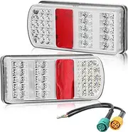Rear Lights Trailer Set LED 12 V Waterproof 2 Pieces Rear Light Trailer LED with Fog Light Reversing Light with 2 x 5-Pin Bayonet Connection E4 Certification Mark 7 Function