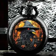 Mr. Crow's Pocket Watch Black Stainless Steel Case Quartz Movement Raven Design