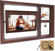 Pet Memorial Frame for Dogs, Rotating Wooden Dog Picture Frame Set 4x6 for Mom Dad - Dog Bereavement Remembrance Photo Frame in Loving Memory - Pet Sympathy Gifts for Loss of Dog, Double-Sided Display-Horizontal