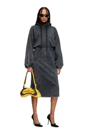 [Diesel] Diesel - Balloon-shaped hooded midi dress - Dresses - Woman - Grey S Grey