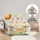 Beanbag Cover for Kids, Custom Name, Safari Theme, Elephant on the Back