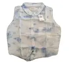 New Abercrombie & Fitch Women Tie Dye Light Blue Bow Tie Cotton Crop Top Shirt L