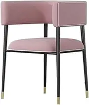 CVBFDB Armrest Dining Chairs Metal Comfortable Adults Chair Backrest Home Furniture Living Room(White-Mountain peach7)