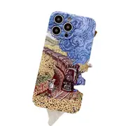 For Iphone 15 Precise Hole Oil Painting Glossy Pc Phone Case