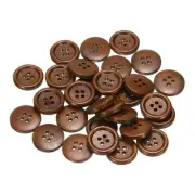 30pcs Wooden Sewing Button 20mm 4 Holes Round Craft Buttons, Coffee