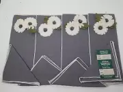 8 Pc Daisy Luncheon Set NEW Vintage Napkins Placemats IMPERAY Charcoal Gray NOS