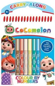 Cocomelon Colour By Numbers Set Carry Along Children's Colouring Book & Pens