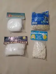 VTG Doll Making Hair Lot 4 Bags Bumples Wool Chenille Blonde White