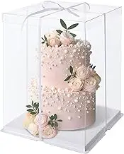 Warmiehomy Clear Cake Box 10 inch Plastic Cake Box with Lid & Ribbon Tall Cake Box Transparent Clear Gift Boxes Large Gift Box for Cake & Present in Christmas Wedding Birthday