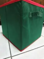 Non Woven Storage Bin Sleek Fashionable Collapsible Design and Pull Handle green