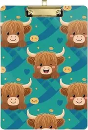 Catone Lovely Brown Scottish Highland Bull boy clipboard Plastic for Teacher Nursing Tabla para escribir con Clip Size 9 x 12