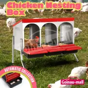 Chicken Nesting Box Roll Away Hen Laying Nest Boxes 3 Hole Chook Coop Egg Perch