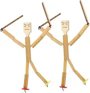 2Sets Bamboo Puppet DIY Kit of Bamboo Dolls for Indoor Play Engaging Crafts Supplies for Parent Interaction for Birthday Parties and Family Fun