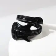 Adjustable Black Enameled Guitar Fashion Ring Unisex Nickel-Free Music Lovers