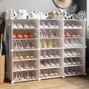Jomifin Shoe Rack Storage Cabinet with Doors, key Holders, Expandable White