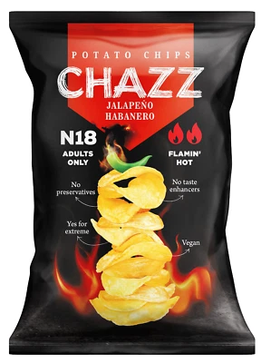 CHAZZ JALAPENO HABANERO Flamin Hot Flavor Potato Chips Crisps Snacks 90g 3.1oz