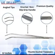 OR GRADE Kocher Tweezers 12" Surgical 1x2 Toothed Dressing Tissue Thumb Forceps