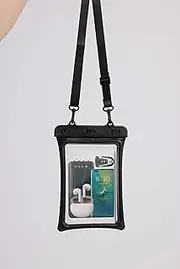 OATSBASF Large Waterproof Phone Pouch, Simultaneously Holds Phone, Power Bank, & Car Keys – Floating, Touchscreen, Lanyard – Beach/Water Sports Dry Bag, 1 Pack (Black)