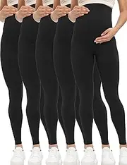 [Buttergene] 5 Pack Women's Creamlush Maternity Leggings Maternity Yoga Pants Pregnancy Leggings Maternity Clothes