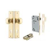 Iver Paddington Door Knob on Chamfered Backplate Entrance Kit Key/Key