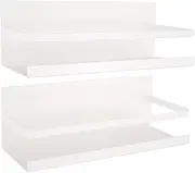 YJSMO 2 Pack Magnetic Spice Rack for Refrigerator,Heave Duty Magnetic Shelf for Kitchen,Magnet Book Shelf for Whiteboard,Space Container,Drill Free (White)