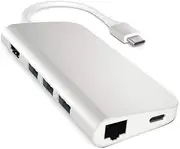 Satechi Aluminum Multi-Port Adapter 4K HDMI, USB-C Pass Through, Gigabit Ethernet, SD/Micro Card Readers, USB 3.0 - for M2/ M1 MacBook Pro/Air, M2/ M1 iPad Pro/Air, M2 Mac Mini, iMac M1 (Silver)