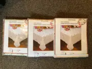 LOT 3 x NOS oval vintage victorian 64 x 80 tablecloth rose embroidered