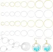 PH PandaHall 240 pcs 8 Sizes 10/12/14/16/18/20/22/25mm Round Open Back Bezel Charms Pendants Hollow Frame Pendant for Resin Earring Bracelet Pendant Necklace Jewelry DIY Craft Making, Golden/Silver