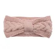 2PCS Elegant Warm Knitted Headband For Women Furry Fleece Lined Wide Headwrap Elastic Warmer Ear Crochet Bow Turban Hair Accessories