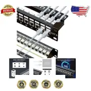 Durable 1U 24-Port Ethernet Patch Panel with Detachable Back Bar and Couplers