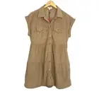 Andree by Unit Corduroy Mini Dress Sz Medium Light Brown Short Sleeve Button Up