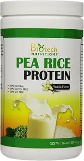 Biotech Nutritions Pure Non-GMO Pea Rice Protein, Vanilla, 16 Ounce