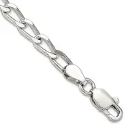 [JewelryWeb] 925 Sterling Silver Solid Polished 4.3mm Open Link Chain Bracelet 18 Centimeters Lobster Claw-Link-Bracelet for Women and Men