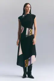 Amelia Graham Soft Tailored Colour Block Printed Midi Dress
