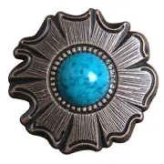 60HS Set Of 32 Western Screw Back Concho 1.5 In Turquoise Stone Floral Saddle