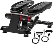 Mini Stepper for Exercise,Stair Stepper for Exercise，Quiet Fitness Stepper,with Resistance Bands and LCD Monitor, for Home Office Workout Women Men Fitness Room Black