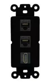 2 Port CAT6 1 HD Wall Plate-Rocker Black/Black