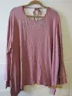 NWT Avenue Antique Rose Sequined Rayon/Spandex L/S Tunic Top V60- Size 30/32