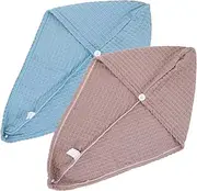 DRESSOOS 2pcs Hair Drying Cap Soft Absorbent Hair Towel Wrap Stylish Easy to Use and Comfortable