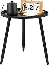 End Table,Small Round Accent Coffee Side Table Living Room Waterproof Metal for Bedroom Tall Plant Stand Balcony Indoor Outdoor (Black)