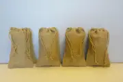 4 BURLAP JUTE SACKS WITH DRAWSTRINGS 6" BY 10" WEDDING PARTY FAVOR GIFT BAGS