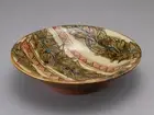 Aragaki Osamu Tsuboya Ware Ryukyu Red Arabesque Plate Used